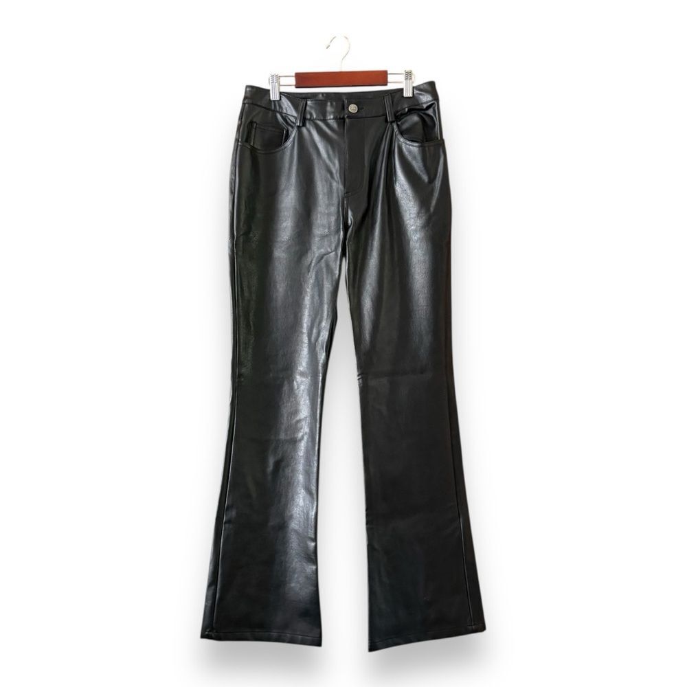 Vintage Y2K 90s Arizona Jean Co Faux Leather Boot Cut Pants Size 7 Edgy Goth